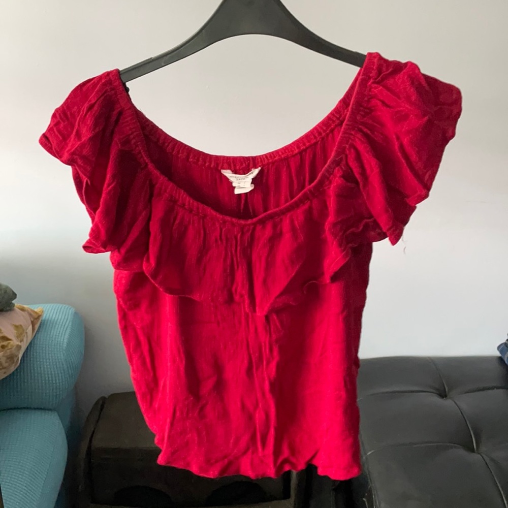 Red Streetwear Society Flowy Off Shoulder Top